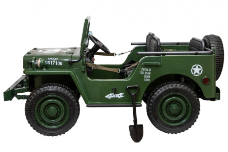 Электромобиль Jeep Willys YKE 4137 4x4 Армия зелёный